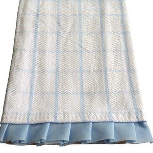 1 New Cotton Dishtowel Dish Towel Retro Blue Plaid Ruffle 25 x 15